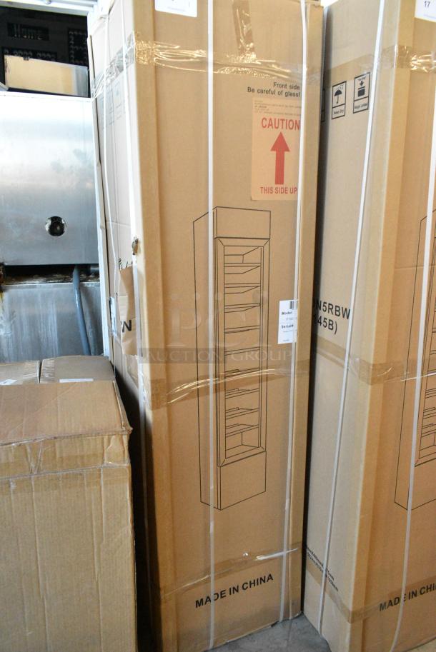 BRAND NEW SCRATCH AND DENT! Galaxy 177GDN5RBW Metal Commercial Single Door Reach In Cooler Merchandiser w/ Poly Coated Racks and Red, White, and Blue LED Lighting. 110-120 Volts, 1 Phase. Tested and Working! - Image 2 of 3