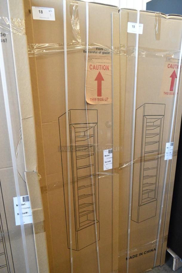 BRAND NEW SCRATCH AND DENT! Galaxy 177GDN5RBW Metal Commercial Single Door Reach In Cooler Merchandiser w/ Poly Coated Racks and Red, White, and Blue LED Lighting. 110-120 Volts, 1 Phase. Tested and Working! - Image 2 of 3