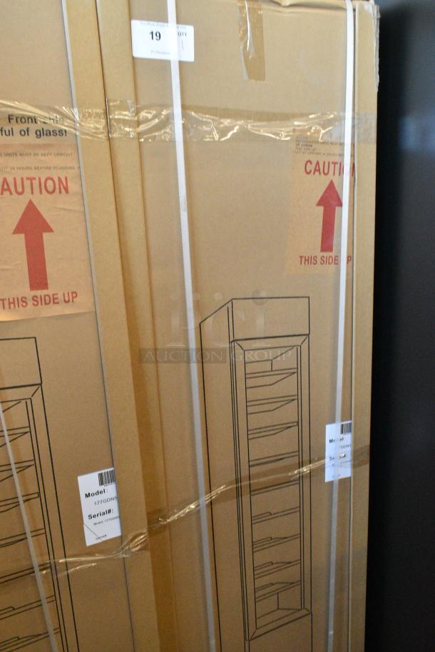 BRAND NEW SCRATCH AND DENT! Galaxy 177GDN5RBW Metal Commercial Single Door Reach In Cooler Merchandiser w/ Poly Coated Racks and Red, White, and Blue LED Lighting. 110-120 Volts, 1 Phase. Tested and Working! - Image 2 of 3