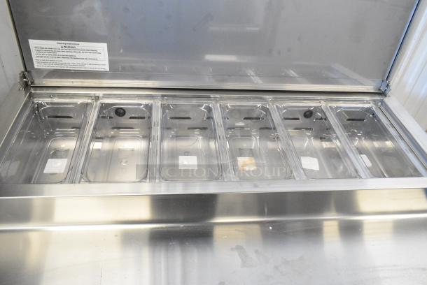 BRAND NEW SCRATCH AND DENT! 2024 Hoshizaki PR46B Stainless Steel Commercial 46" 1 Door Refrigerated Pizza Prep Table on Commercial Casters. 115 Volts, 1 Phase. Tested and Powers On But Does Not Get Cold - Image 4 of 7