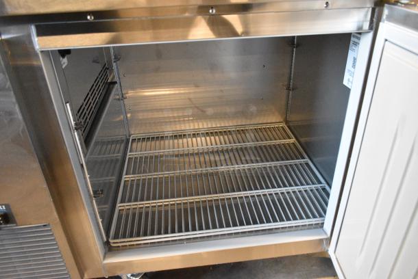 BRAND NEW SCRATCH AND DENT! 2024 Hoshizaki PR46B Stainless Steel Commercial 46" 1 Door Refrigerated Pizza Prep Table on Commercial Casters. 115 Volts, 1 Phase. Tested and Powers On But Does Not Get Cold - Image 5 of 7