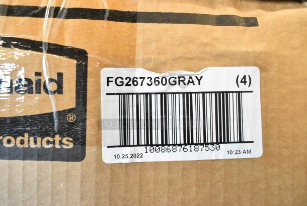 3 Boxes of 4 BRAND NEW SCRATCH AND DENT! Rubbermaid FG267360GRAY Slim Jim Gray Drop Shot Rectangular Trash Can Lid. 3 Times Your Bid! - Image 3 of 3