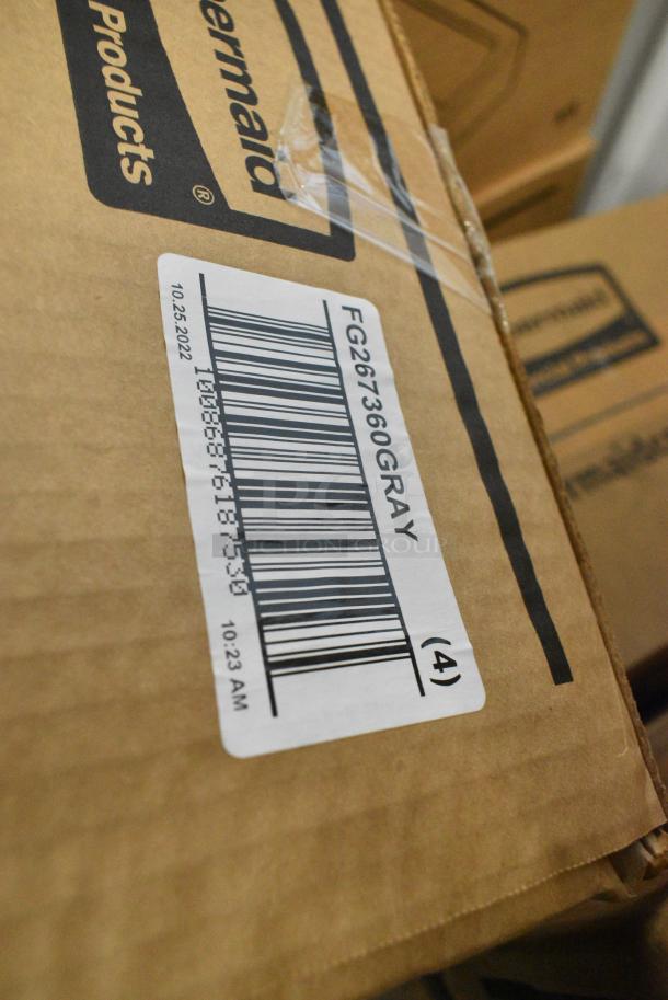 3 Boxes of 4 BRAND NEW SCRATCH AND DENT! Rubbermaid FG267360GRAY Slim Jim Gray Drop Shot Rectangular Trash Can Lid. 3 Times Your Bid! - Image 3 of 3