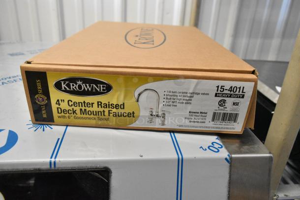 BRAND NEW IN BOX! Krowne 15-401L 4" Center Raised Deck Mount Faucet. - Image 4 of 4