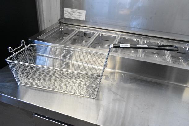 4 BRAND NEW SCRATCH AND DENT! 190FB1785 Pitco P6072184 Equivalent 17" x 8 1/4" x 6" Twin Fryer Basket with Front Hook. 4 Times Your Bid! - Image 1 of 4