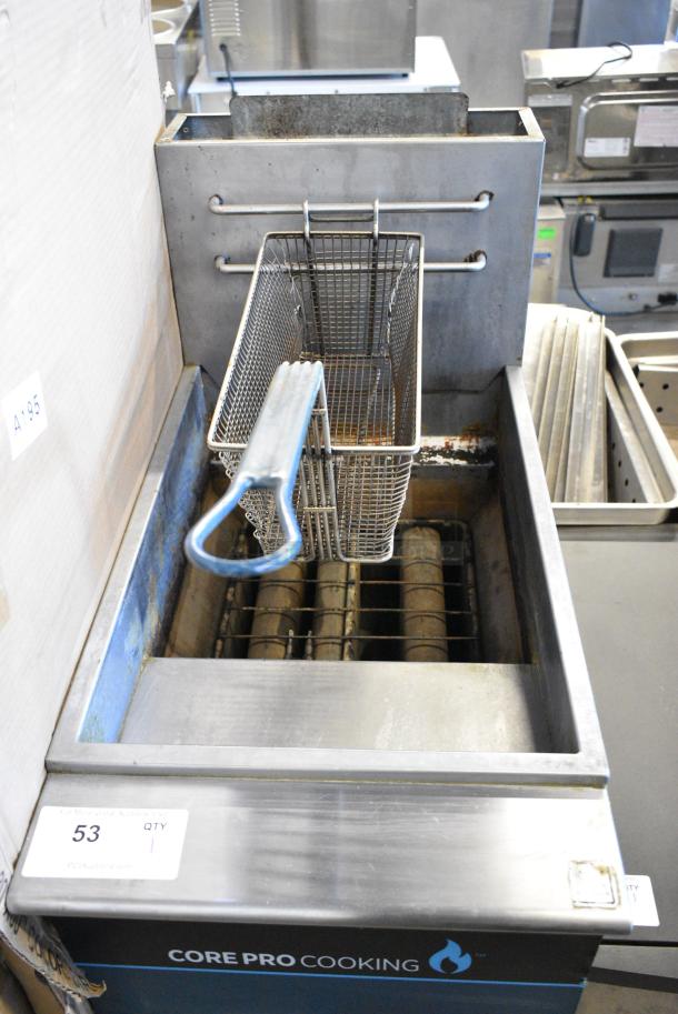 CP-F3-NG Stainless Steel Commercial Floor Style Natural Gas Powered Deep Fat Fryer w/ 1 Metal Fry Basket. - Image 2 of 5