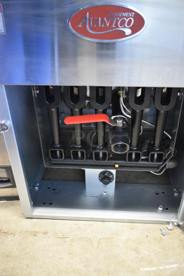 BRAND NEW SCRATCH AND DENT! 2024 Avantco 177FF100N Stainless Steel Commercial Floor Style Natural Gas Powered 100 Pound Capacity Deep Fat Fryer w/ 2 Metal Fry Baskets. 150,000 BTU. - Image 5 of 6