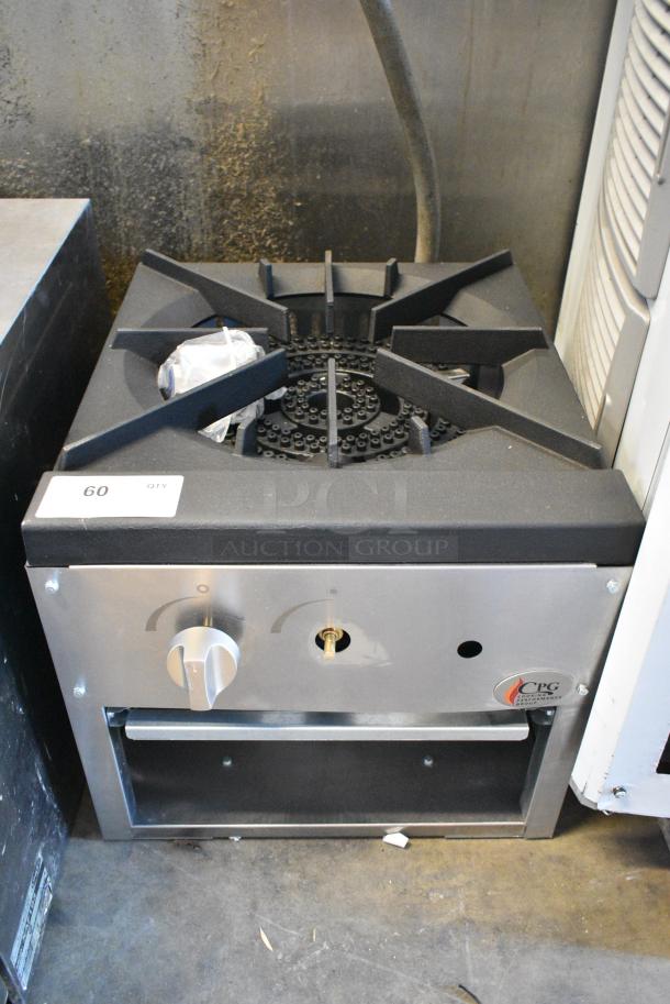 BRAND NEW SCRATCH AND DENT! Cooking Performance Group CPG 351CPGSP18N Stainless Steel Commercial Natural Gas Powered Single Burner Stock Pot Range. 80,000 BTU. - Image 1 of 6