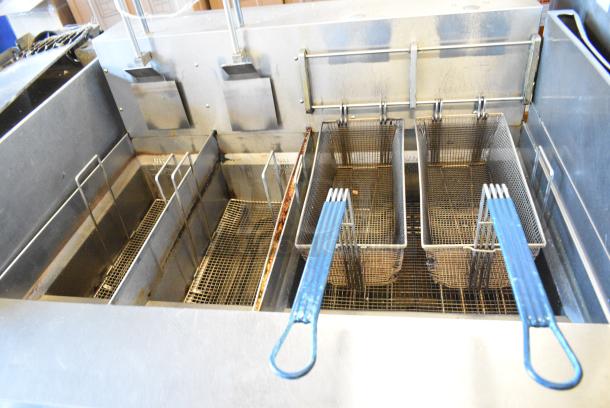 Giles EOF-10-10 Stainless Steel Commercial Floor Style Electric Powered 2 Bay Deep Fat Fryer on Commercial Casters. 480 Volts, 3 Phase. - Image 5 of 13