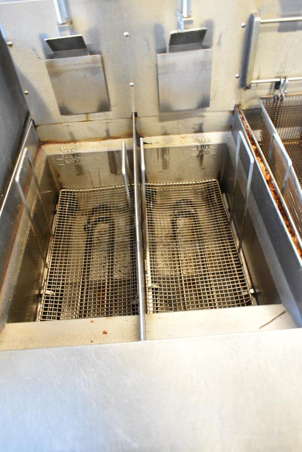 Giles EOF-10-10 Stainless Steel Commercial Floor Style Electric Powered 2 Bay Deep Fat Fryer on Commercial Casters. 480 Volts, 3 Phase. - Image 6 of 13