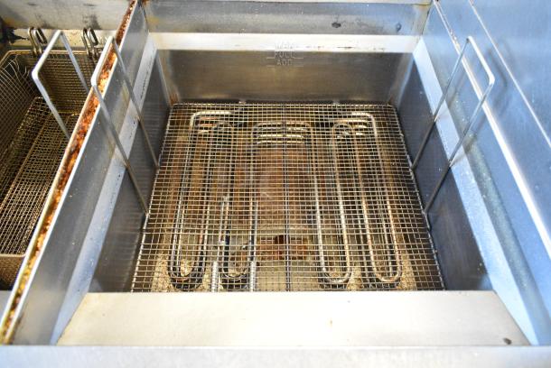 Giles EOF-10-10 Stainless Steel Commercial Floor Style Electric Powered 2 Bay Deep Fat Fryer on Commercial Casters. 480 Volts, 3 Phase. - Image 8 of 13