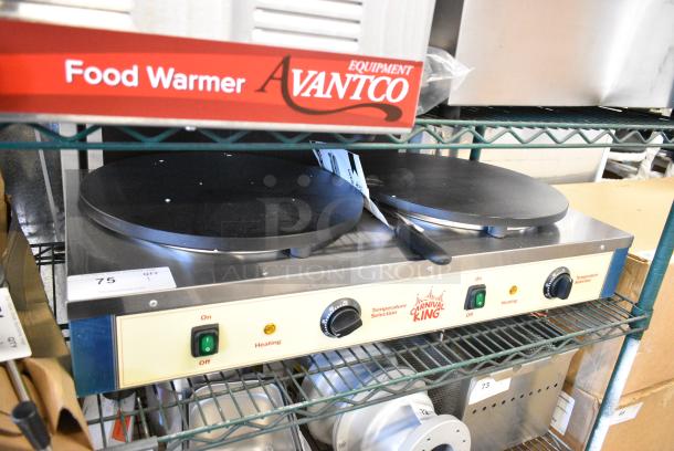 BRAND NEW SCRATCH AND DENT! 2023 Carnival King 382TCM16DBL Stainless Steel 16" Dual Non-Stick Crepe Maker - 208/240 Volts. - Image 1 of 6
