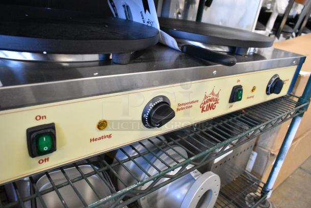 BRAND NEW SCRATCH AND DENT! 2023 Carnival King 382TCM16DBL Stainless Steel 16" Dual Non-Stick Crepe Maker - 208/240 Volts. - Image 4 of 6