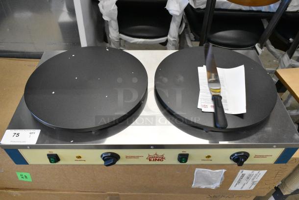 BRAND NEW SCRATCH AND DENT! 2023 Carnival King 382TCM16DBL Stainless Steel 16" Dual Non-Stick Crepe Maker - 208/240 Volts. - Image 5 of 6