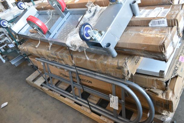 22 BRAND NEW SCRATCH AND DENT! Items Including 15 MX74P Metro MX74P MetroMax iQ 74" Stationary Polymer Post, 423ST5ASG ServIt 423ST5ASG Angled Sneeze Guard for 5-Pan Steam Tables, 522ETSG30602 Steelton 30" x 60" 18 Gauge 430 Stainless Steel Work Table with Undershelf and 2" Rear Upturn, 460EC2472 Regency 24" x 72" NSF Chrome Wire Shelf, 465C1872KE5 SHELF KIT 18X72 CHROME W/ 72 EC POST 5 SHELF UTILITY, 257UB1660 Lavex 16" x 60" Heavy-Duty Steel U-Boat Utility Cart - 2000 lb. Capacity, 600T1872G Regency 18" x 72" 18-Gauge 304 Stainless Steel Commercial Work Table with Galvanized Legs and Undershelf, 109RACKECON Steelton 20 Pan End Load Bun / Sheet Pan Rack - Unassembled. May Be Missing Pieces. 22 Times Your Bid! - Image 3 of 14
