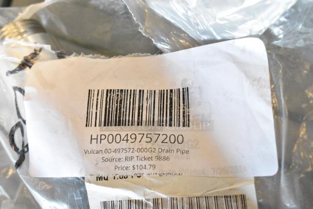 2 BRAND NEW SCRATCH AND DENT! Items Including HP0049757200 Vulcan 00-497572-000G2 Drain Pipe, HP00840144 Vulcan 00-840144 Burner. 2 Times Your Bid! - Image 3 of 5