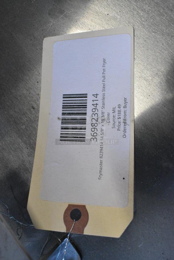 3 BRAND NEW SCRATCH AND DENT! Items Including 3691080220SP Frymaster 1080220SP 20" x 22 1/4" Cover for RE80 Fryers, 3698239414 Frymaster 8239414 14 5/8" x 19 3/8" Stainless Steel Full Pot Fryer Cover, 3698230368 Frymaster 8230368 17" x 18" Chicken / Fish Plate for MJCF Fryers. 3 Times Your Bid! - Image 5 of 7