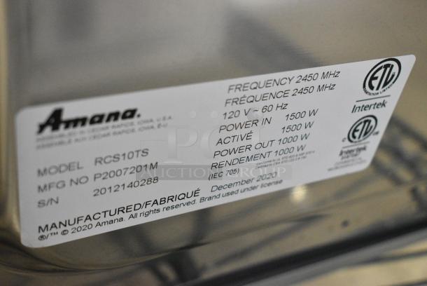2020 Amana RCS10TS Stainless Steel Commercial Countertop Microwave Oven. 120 Volts, 1 Phase. - Image 4 of 4
