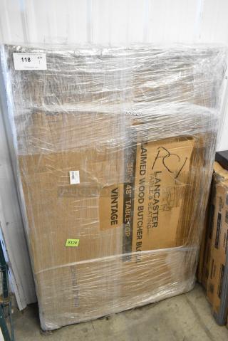 BRAND NEW SCRATCH AND DENT! Lancaster Table & Seating 3493048BBVIN  30" x 48" Rectangular Wood Butcher Block Table Top with Vintage Finish