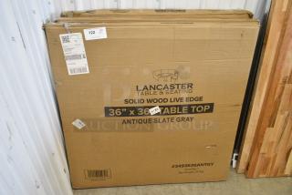 3 BRAND NEW SCRATCH AND DENT! Items Including Lancaster Table & Seating 3493636ANTGY Square Industrial Solid Wood Live Edge Table Top with Slate Gray Finish, Lancaster Table & Seating 3493636ANTMA Square Industrial Solid Wood Live Edge Table Top with Rustic Mahogany Finish. 3 Times Your Bid!