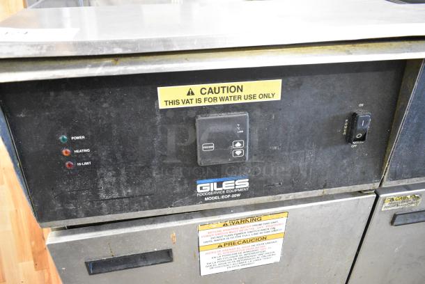Giles EOF-20W Stainless Steel Commercial Electric Powered 3 Bay Deep Fat Fryer w/ Dumping Station on Commercial Casters. 480 Volts, 3 Phase. - Image 4 of 14