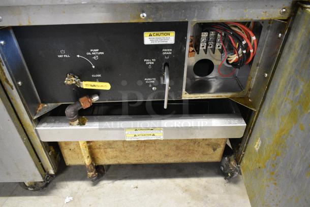 Giles EOF-20W Stainless Steel Commercial Electric Powered 3 Bay Deep Fat Fryer w/ Dumping Station on Commercial Casters. 480 Volts, 3 Phase. - Image 8 of 14