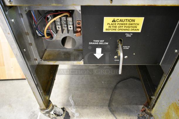 Giles EOF-20W Stainless Steel Commercial Electric Powered 3 Bay Deep Fat Fryer w/ Dumping Station on Commercial Casters. 480 Volts, 3 Phase. - Image 11 of 14