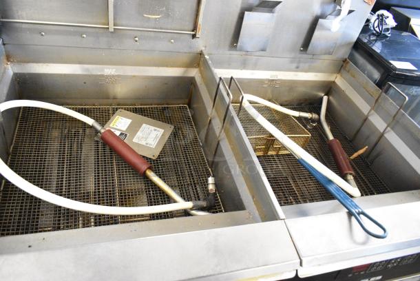 Giles EOF-20W Stainless Steel Commercial Electric Powered 3 Bay Deep Fat Fryer w/ Dumping Station on Commercial Casters. 480 Volts, 3 Phase. - Image 7 of 12