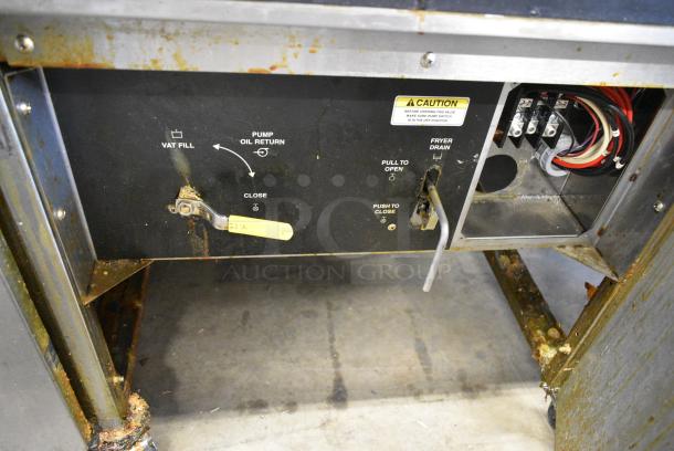 Giles EOF-20W Stainless Steel Commercial Electric Powered 3 Bay Deep Fat Fryer w/ Dumping Station on Commercial Casters. 480 Volts, 3 Phase. - Image 10 of 12