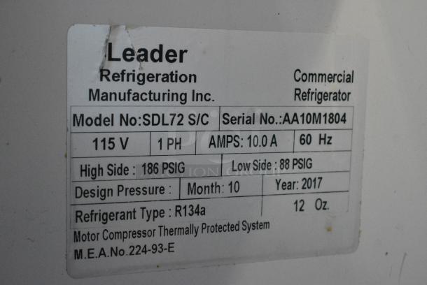 2017 Leader SDL72 S/C Stainless Steel Commercial Floor Style Deli Display Case Merchandiser. 115 Volts, 1 Phase. Cannot Test Due To Cut Power Cord - Image 8 of 8
