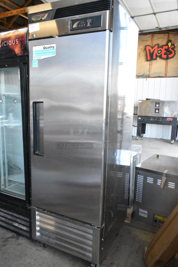 Turbo Air TSF-23SD Stainless Steel Commercial Single Door Reach In Freezer w/ Poly Coated Racks on Commercial Casters. 115 Volts, 1 Phase. Tested and Powers On But Does Not Get Cold - Image 1 of 5