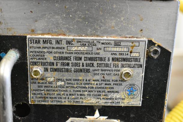 Star 602 Stainless Steel Commercial Countertop Natural Gas Powered 2 Burner Range. 12,000 BTU. - Image 4 of 4
