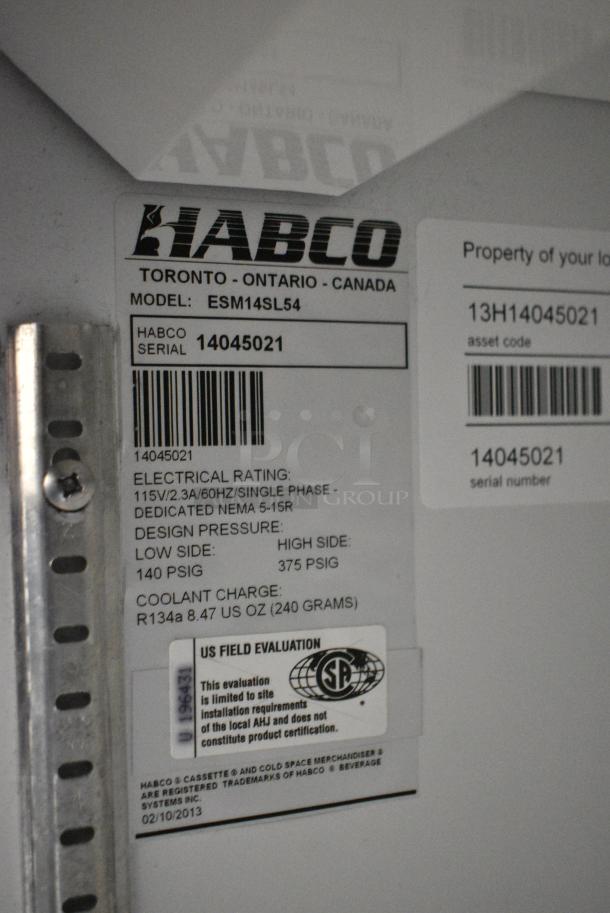 Habco ESM14SL54 Metal Commercial 2 Door Reach In Cooler Merchandiser w/ Poly Coated Racks. 115 Volts, 1 Phase. Tested and Powers On But Does Not Get Cold - Image 5 of 5