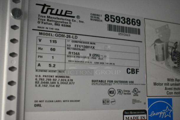 True GDM-26-LD Metal Commercial Single Door Reach In Cooler Merchandiser w/ Poly Coated Racks. 115 Volts, 1 Phase. Tested and Working! - Image 5 of 5