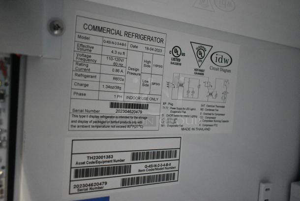2023 IDW G-4SI-N-2-3-4-B-5 Metal Commercial Single Door Reach In Mini Cooler Merchandiser w/ Poly Coated Racks. 115 Volts, 1 Phase. Tested and Working! - Image 3 of 3