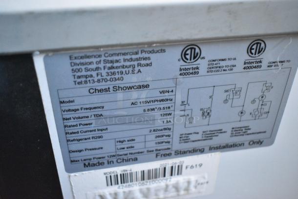 Excellence VBN-4 Metal Chest Freezer Merchandiser on Commercial Casters. 115 Volts, 1 Phase. Tested and Working! - Image 5 of 5