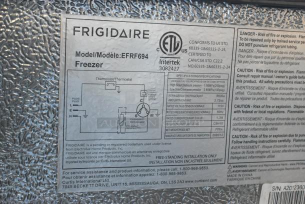 Frigidaire EFRF694 Metal Single Door Reach In Freezer. 115 Volts, 1 Phase. Tested and Powers On But Does Not Get Cold - Image 4 of 4