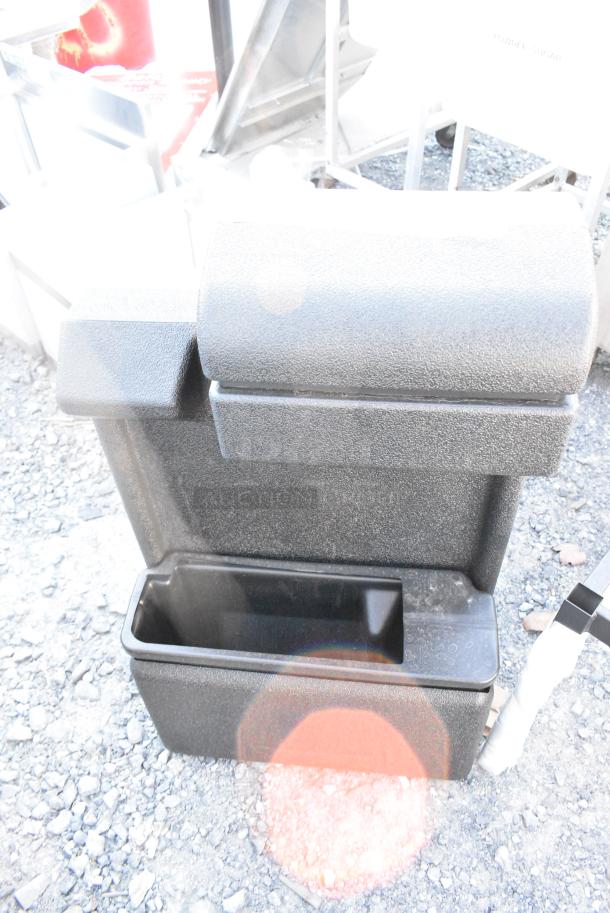 BRAND NEW! Black Poly Trash Can w/ Paper Towel Dispenser - Image 1 of 2
