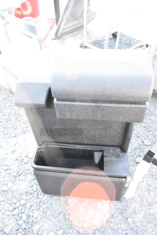 BRAND NEW! Black Poly Trash Can w/ Paper Towel Dispenser