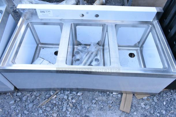 BRAND NEW SCRATCH AND DENT! Steelton 522BS3T38 3 Bowl 18 Gauge Underbar Sink - 38" x 18 3/4". - Image 1 of 4
