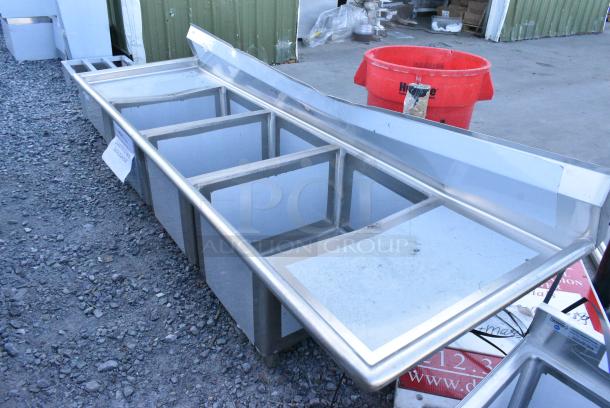 BRAND NEW SCRATCH AND DENT! Regency 600S31824218 Stainless Steel 3 Bay Sink w/ Dual Drain Boards. No Legs. - Image 2 of 3