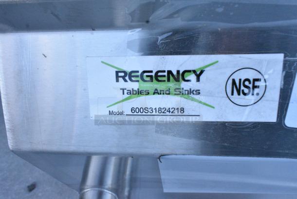 BRAND NEW SCRATCH AND DENT! Regency 600S31824218 Stainless Steel 3 Bay Sink w/ Dual Drain Boards. No Legs. - Image 3 of 3
