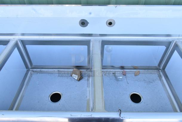 BRAND NEW SCRATCH AND DENT! Regency 600S42424224 Stainless Steel Commercial 4 Bay Sink w/ Dual Drain Boards. No Legs. - Image 4 of 5