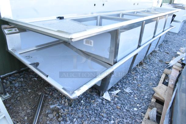 BRAND NEW SCRATCH AND DENT! Regency 600S42424224 Stainless Steel Commercial 4 Bay Sink w/ Dual Drain Boards. No Legs. - Image 2 of 4