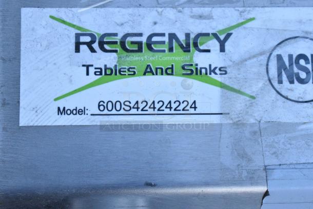 BRAND NEW SCRATCH AND DENT! Regency 600S42424224 Stainless Steel Commercial 4 Bay Sink w/ Dual Drain Boards. No Legs. - Image 3 of 4