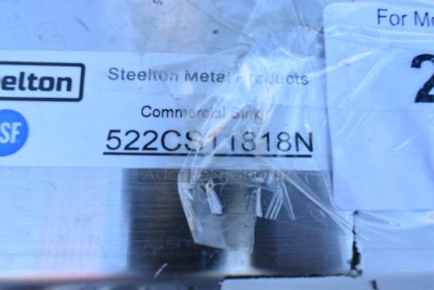 BRAND NEW SCRATCH AND DENT! Steelton 522CS11818N 23 1/2" 18-Gauge Stainless Steel One Compartment Commercial Sink without Drainboard - 18" x 18" x 12" Bowl. No Legs. - Image 3 of 3
