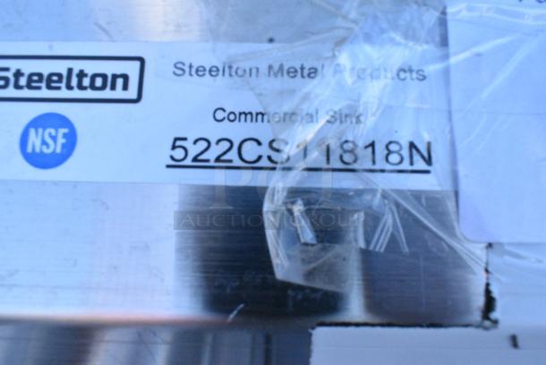 BRAND NEW SCRATCH AND DENT! Steelton 522CS11818N 23 1/2" 18-Gauge Stainless Steel One Compartment Commercial Sink without Drainboard - 18" x 18" x 12" Bowl. No Legs. - Image 4 of 4