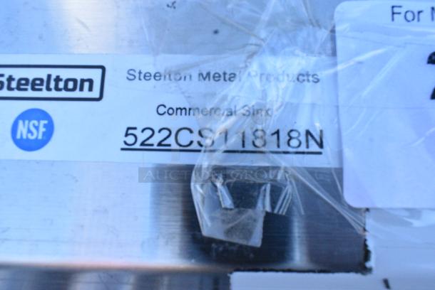 BRAND NEW SCRATCH AND DENT! Steelton 522CS11818N 23 1/2" 18-Gauge Stainless Steel One Compartment Commercial Sink without Drainboard - 18" x 18" x 12" Bowl. No Legs. - Image 3 of 3