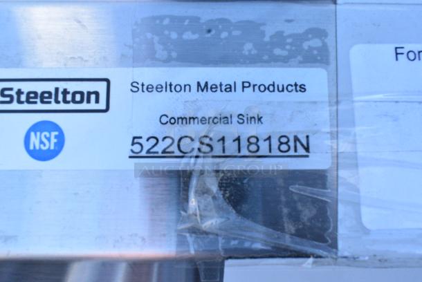 BRAND NEW SCRATCH AND DENT! Steelton 522CS11818N 23 1/2" 18-Gauge Stainless Steel One Compartment Commercial Sink without Drainboard - 18" x 18" x 12" Bowl. No Legs. - Image 3 of 3
