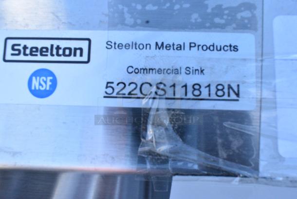 BRAND NEW SCRATCH AND DENT! Steelton 522CS11818N 23 1/2" 18-Gauge Stainless Steel One Compartment Commercial Sink without Drainboard - 18" x 18" x 12" Bowl. No Legs. - Image 4 of 4